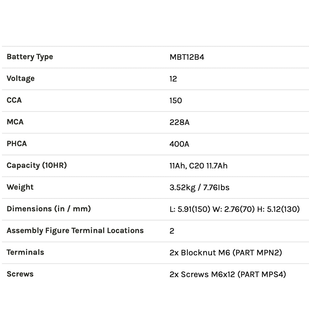 Kage Motorcycle Battery GT12B-4