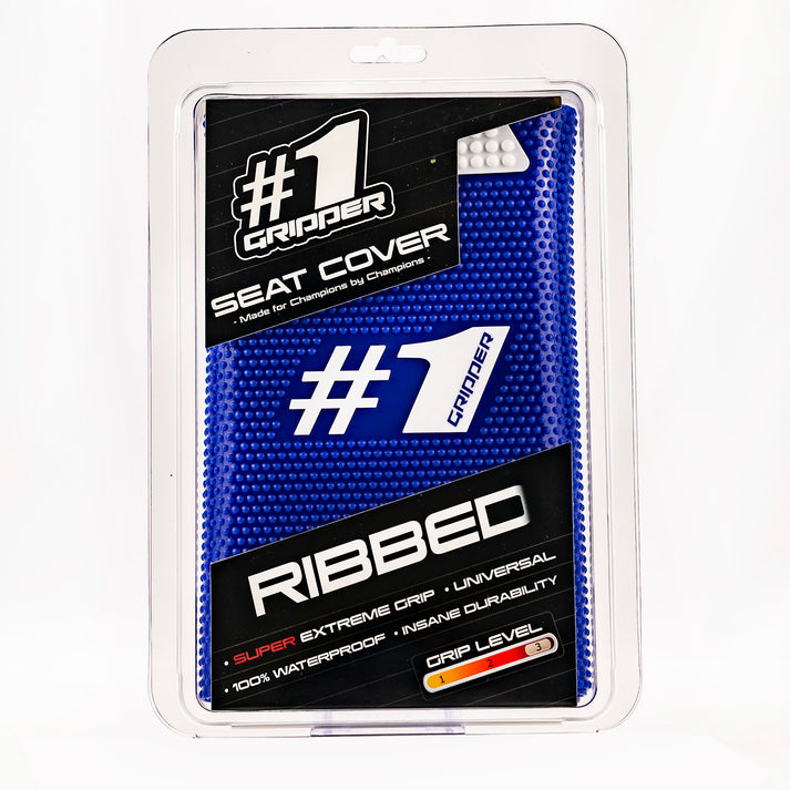 One Gripper Ribbed Seat Cover Blue/White