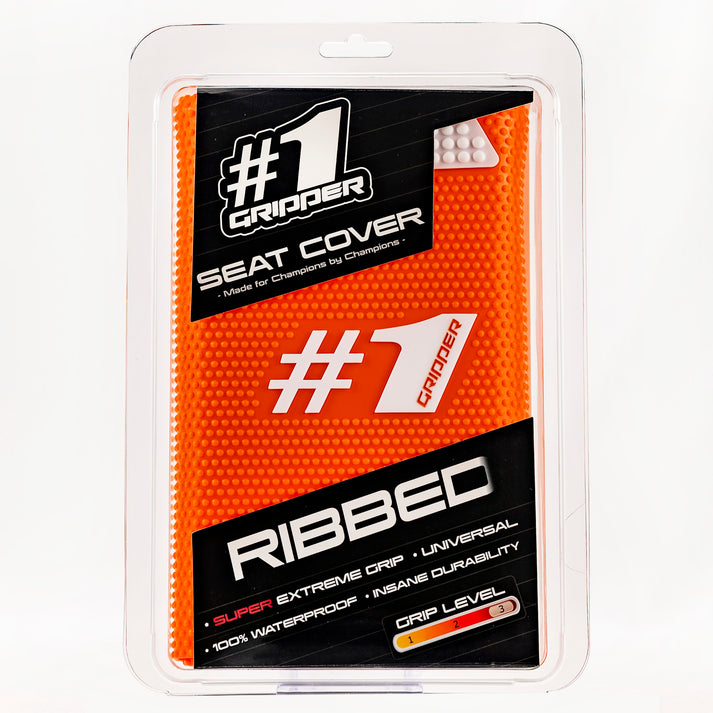 One Gripper Ribbed Seat Cover Orange/White