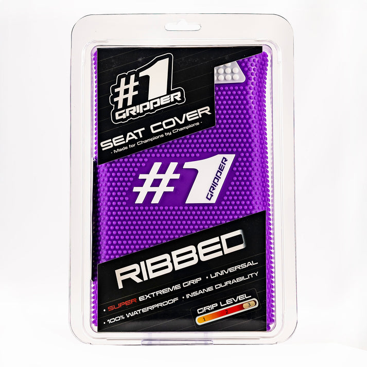 One Gripper Ribbed Seat Cover Purple/White