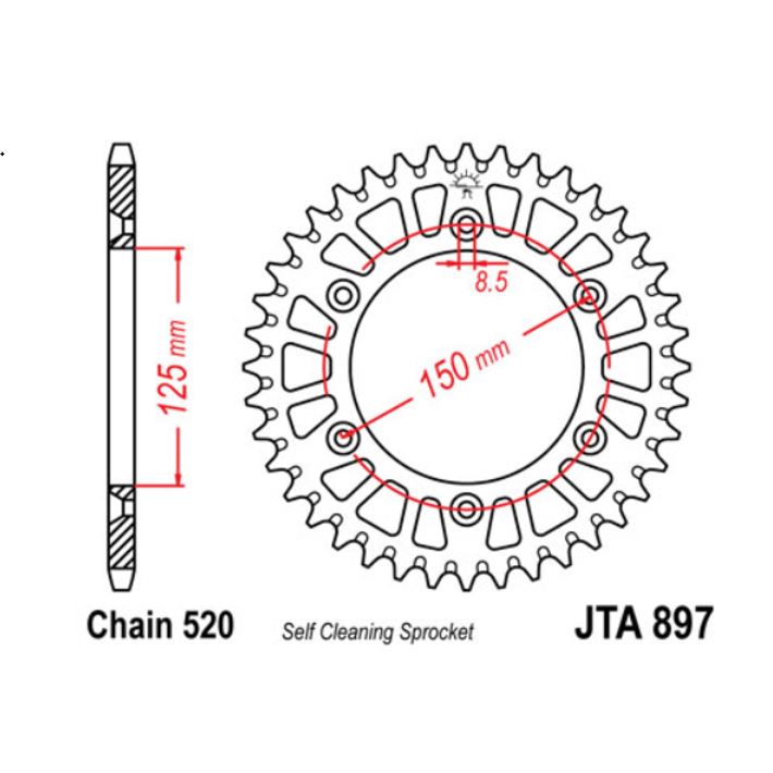 JT Sprocket Rear JTA897 51T Racelite Aluminium