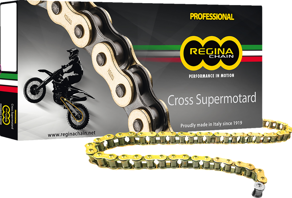 Regina Chain Cross Supermotard 520 RX3 120L Std Clip Type Gold