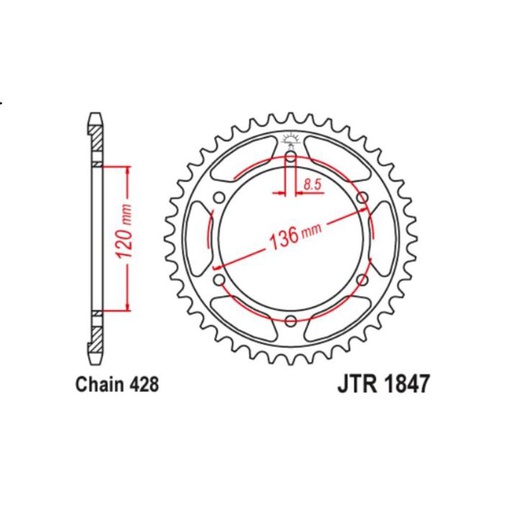 [JT-JTR1847-46] JT Sprocket Rear JTR1847 46T